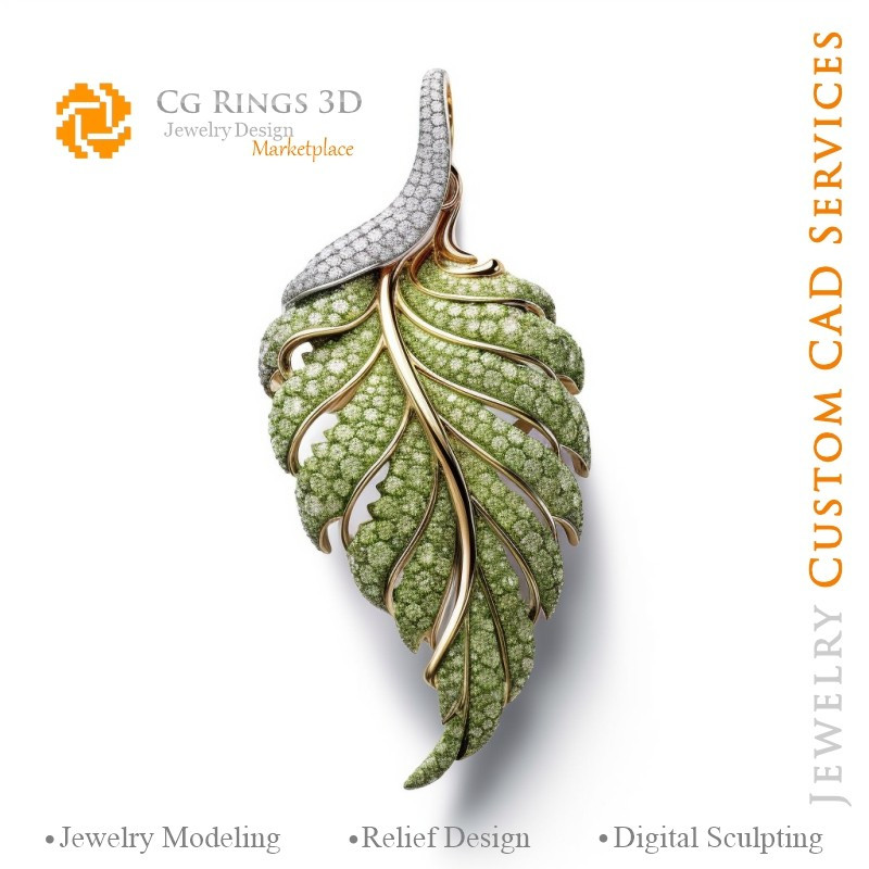 Fern Pendant - Jewelry 3D CAD Home, AI - Jewelry 3D CAD , AI - Pendants 3D CAD , AI - 3D CAD Jewelry Melody of Colours, AI - 3D 