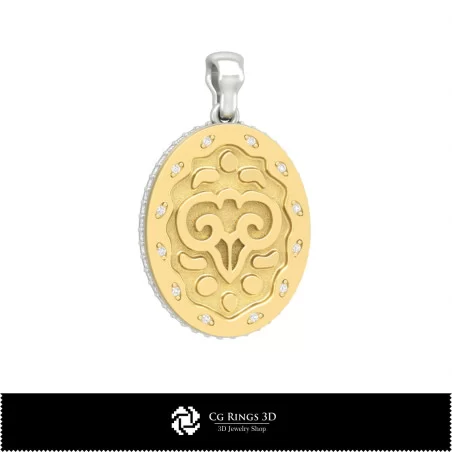 3D Women's Aries Zodiac Pendant