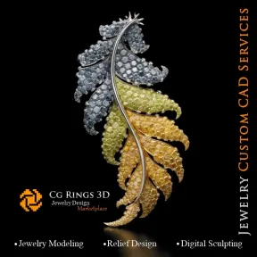Ciondolo Felce con Diamante Fancy Color - Jewelry 3D CAD Home, AI - Jewelry 3D CAD, AI - Ciondoli 3D CAD, AI - Gioielli 3D CAD