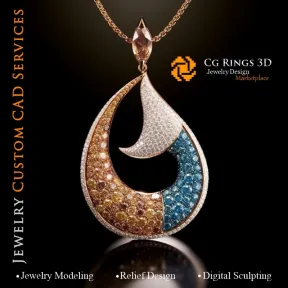 Pendente con diamante Fancy Color - Jewelry 3D CAD Home, AI - Jewelry 3D CAD, AI - Pendenti 3D CAD, AI - 3D CAD Jewelry Melody
