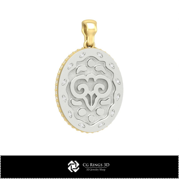 3D Women's Aries Zodiac Pendant