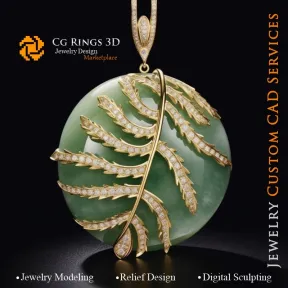 Pendant with Jade and Diamonds - 3D CAD Jewelry Home, AI - Jewelry 3D CAD , AI - Pendants 3D CAD , AI - 3D CAD Jewelry Melody of