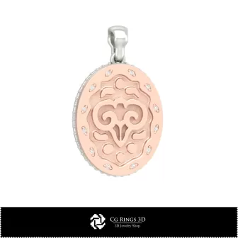 3D Damen Widder Sternzeichen Anhänger Zuhause, Schmuck 3D CAD, Anhänger 3D CAD, 3D Sternzeichen-Anhänger