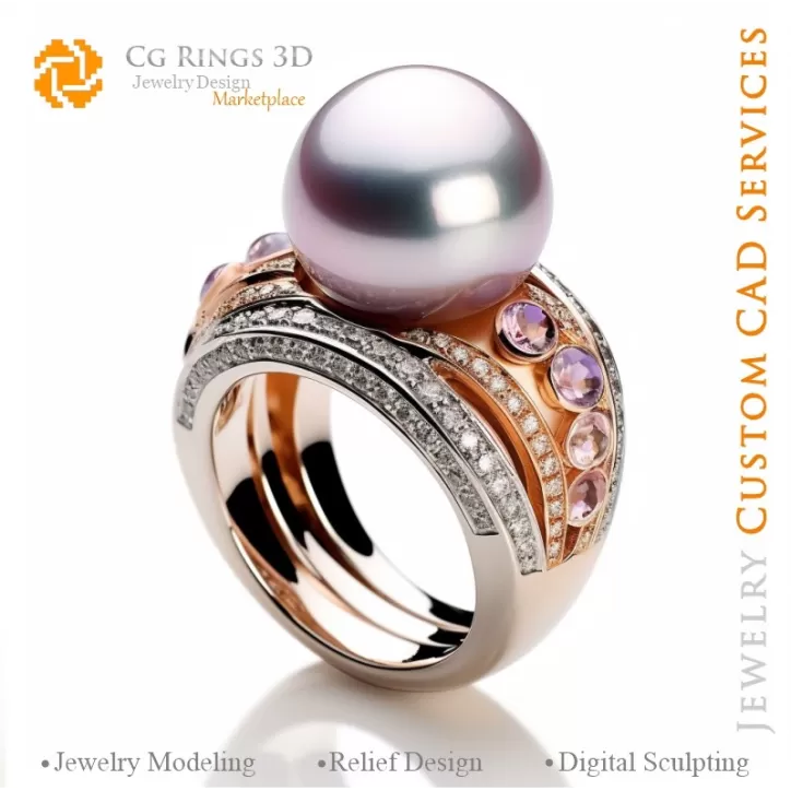 Ring mit Perle - 3D CAD Schmuck