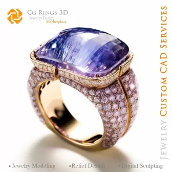 Anello con tanzanite - CAD 3D Gioielleria Home, AI - CAD 3D Gioielli, AI - CAD 3D Anelli, AI - CAD 3D Gioielleria Melodia dei