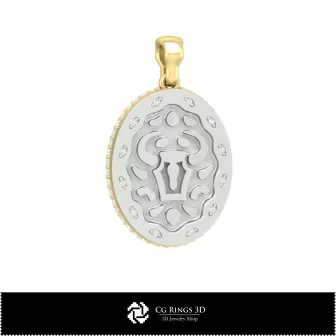 Pendentif 3D Taureau femme signe du zodiaque Maison, Bijoux CAO 3D, Pendentifs CAO 3D, Pendentifs zodiaque 3D