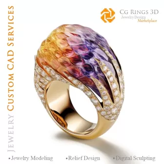 Ring - 3D-CAD Schmuck Zuhause, KI - Schmuck 3D-CAD, KI - Ringe 3D-CAD, KI - 3D-CAD Schmuck Melodie der Farben, KI - 3D-CAD