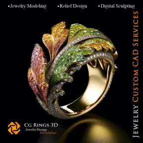 Ring - 3D-CAD-Schmuck Zuhause, KI - Schmuck 3D-CAD, KI - Ringe 3D-CAD, KI - 3D-CAD-Schmuck Melodie der Farben, KI -