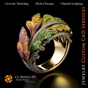 Ring - 3D-CAD-Schmuck Zuhause, KI - Schmuck 3D-CAD, KI - Ringe 3D-CAD, KI - 3D-CAD-Schmuck Melodie der Farben, KI -