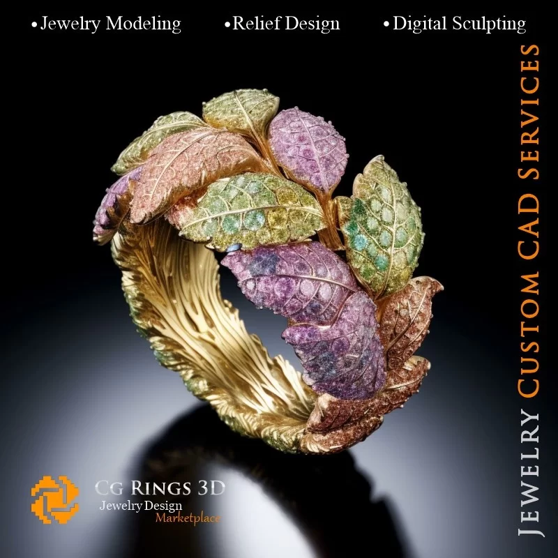 Ring - 3D CAD Jewelry Home, AI - Jewelry 3D CAD , AI - Rings 3D CAD , AI - 3D CAD Jewelry Melody of Colours, AI - 3D CAD Jewelry