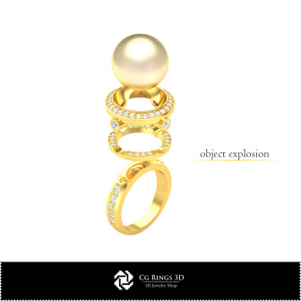 3D CAD Pearl Rings Home,  Jewelry 3D CAD, Rings 3D CAD 