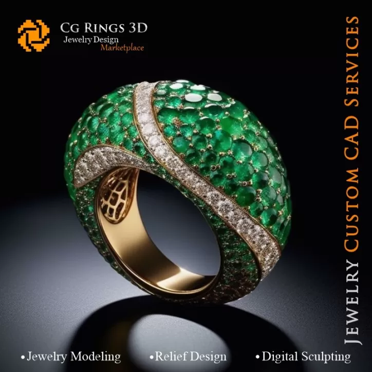 Ring mit Smaragd - 3D-CAD-Schmuck