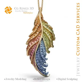 Pendentif Fougère avec Mélodie de Couleurs - Bijoux CAO 3D Home, AI - Bijoux 3D CAO, AI - Pendentifs 3D CAO, AI - Bijoux 3D CAO 