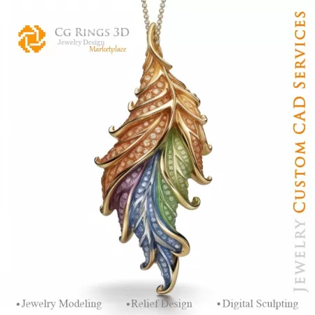 Pendentif Fougère « Mélodie des Couleurs » - Bijoux 3D CAO pour la Maison, IA - Bijoux 3D CAO, IA - 3D CAO Bijoux « Mélodie des