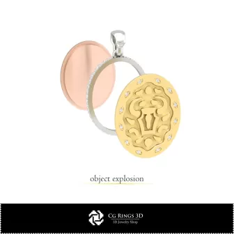 Pendentif 3D Taureau femme signe du zodiaque Maison, Bijoux CAO 3D, Pendentifs CAO 3D, Pendentifs zodiaque 3D