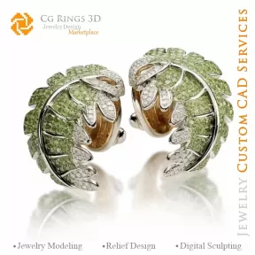 Boutons de manchette Feuille - Bijoux 3D DAO pour la maison, IA - Bijoux 3D DAO, IA - Boutons de manchette 3D DAO, IA - Bijoux