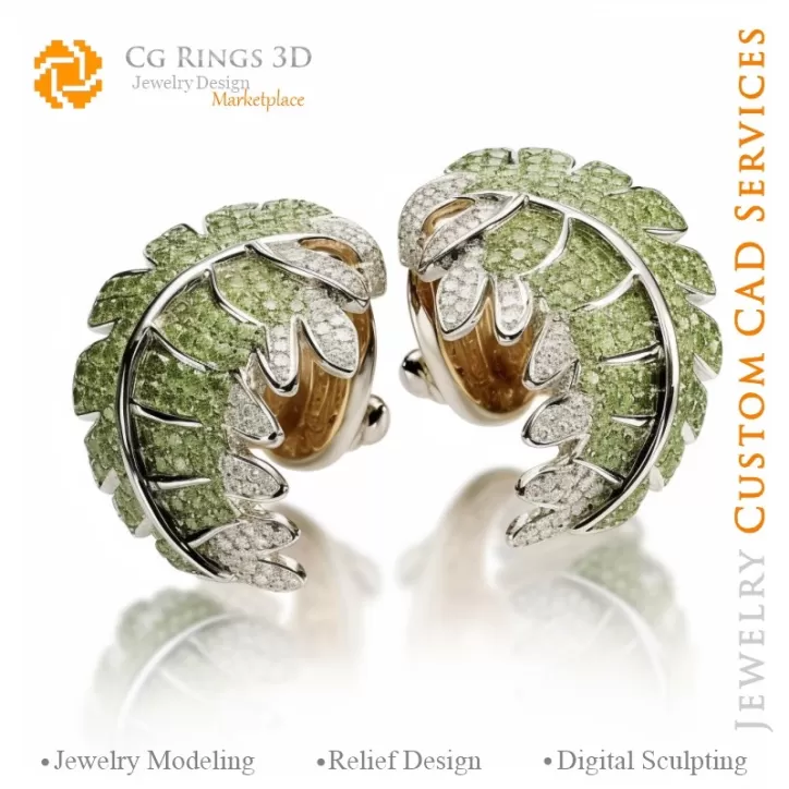 Blatt-Manschettenknöpfe - 3D-CAD-Schmuck