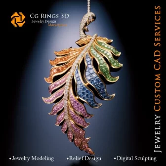 Pendentif Fougère avec Mélodie de Couleurs - Bijoux CAO 3D Home, AI - Bijoux 3D CAO, AI - Pendentifs 3D CAO, AI - Bijoux 3D CAO 