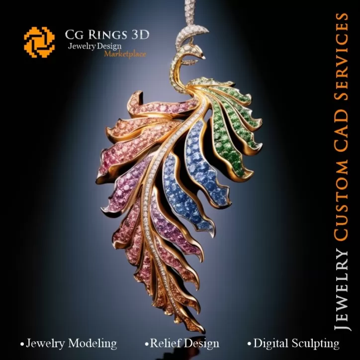 Farn-Anhänger mit Melodie der Farben - 3D-CAD-Schmuck