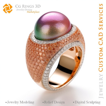 Ring with Pearls - 3D CAD Jewelry