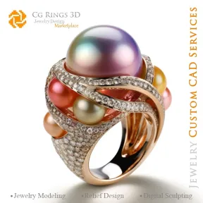 Anello con Perle e Diamanti - CAD 3D Gioielli Home, AI - CAD 3D Gioielli, AI - CAD 3D Anelli, AI - CAD 3D Gioielli Melodia di