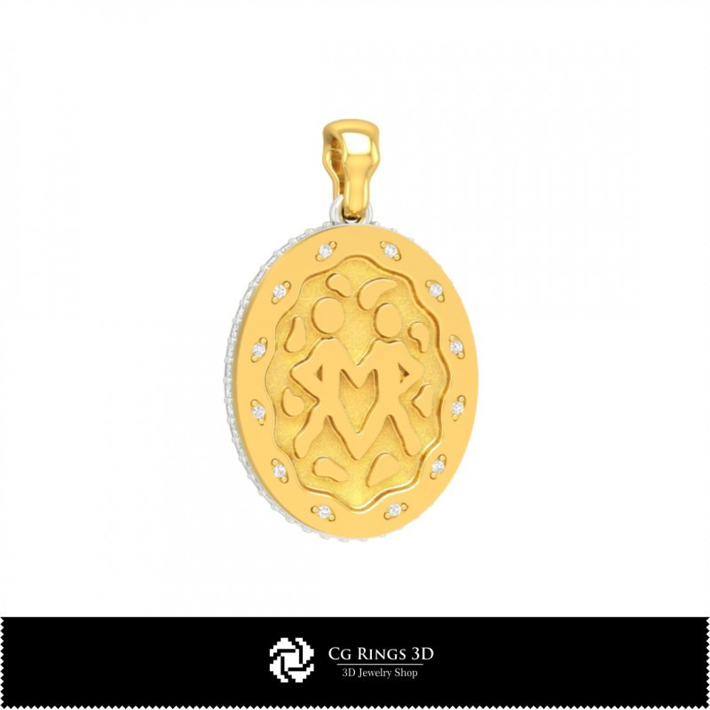 3D Women's Gemini Zodiac Pendant Home, Bijoux 3D CAO, Pendentifs 3D CAO, Pendentifs du Zodiaque 3D