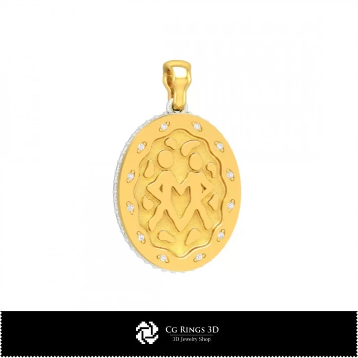 3D Women's Gemini Zodiac Pendant