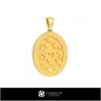 3D Women's Gemini Zodiac Pendant Home, Bijoux 3D CAO, Pendentifs 3D CAO, Pendentifs du Zodiaque 3D