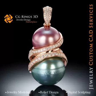 Ciondolo con Perla - CAD Gioielli 3D Home, AI - CAD Gioielli 3D, AI - Ciondoli CAD 3D, AI - CAD Gioielli 3D Melodia di Colori,