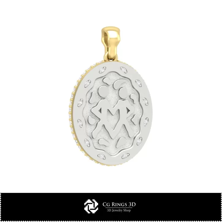 Pendentif Gémeaux Femme 3D