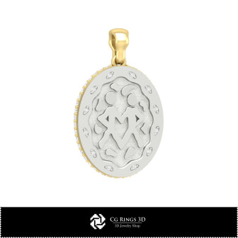 3D Women's Gemini Zodiac Pendant Home,  Jewelry 3D CAD, Pendants 3D CAD , 3D Zodiac Pendants