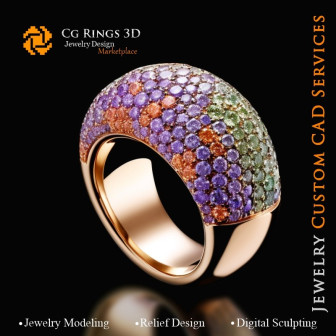 Ring - 3D CAD Jewelry Home, AI - Jewelry 3D CAD , AI - Rings 3D CAD , AI - 3D CAD Jewelry Melody of Colours, AI - 3D CAD Jewelry