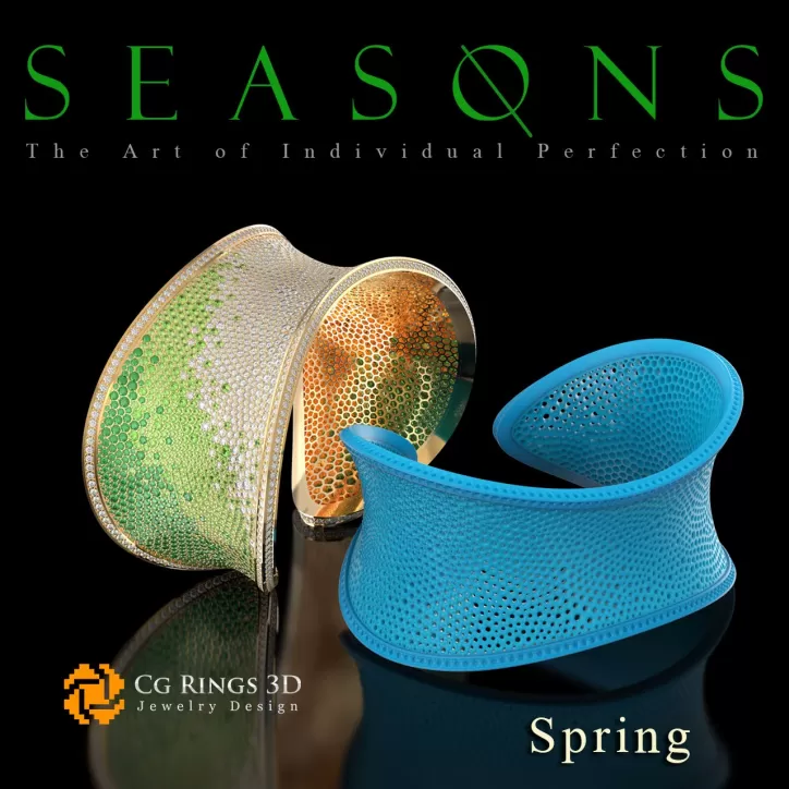 Einzigartiges Seasons‑Armband (Spring) – Schmuck 3D CAD Einzigartiges Seasons‑Armband (Spring) – Schmuck 3D CAD