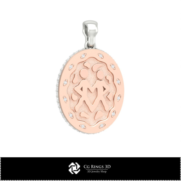 3D Women's Gemini Zodiac Pendant