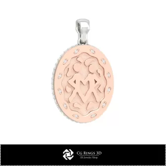 Pendentif Gémeaux 3D pour Femme, Bijoux CAO 3D, Pendentifs CAO 3D, Pendentifs du Zodiaque 3D