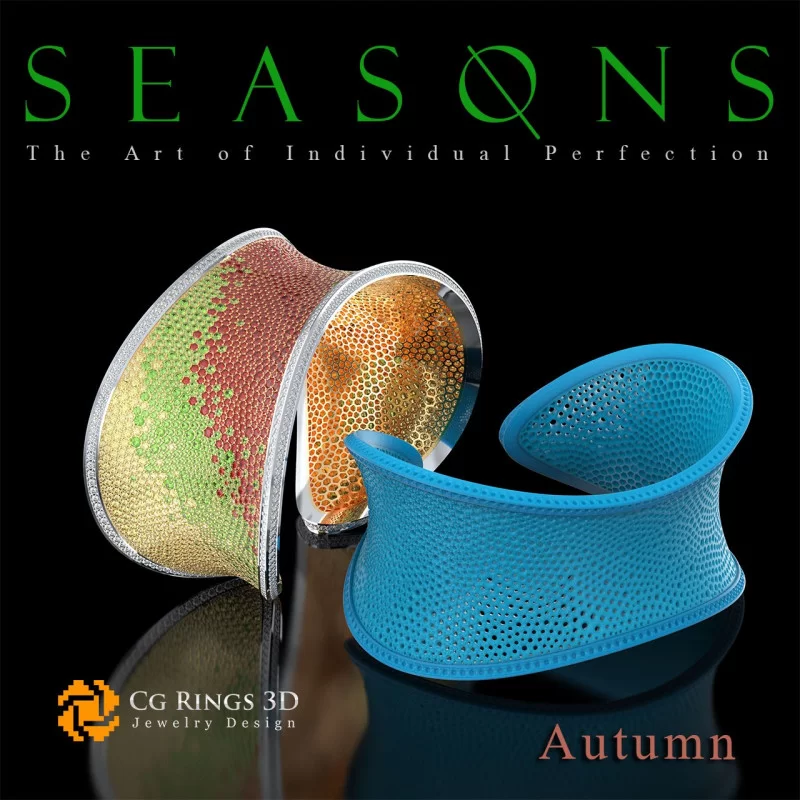 Unique Seasons Bracelet (Autumn) - Jewelry 3D CAD Home, Jewelry 3D CAD, 3D Unique Jewelry, Bracelets 3D CAD , 3D Bracelets, 3D 