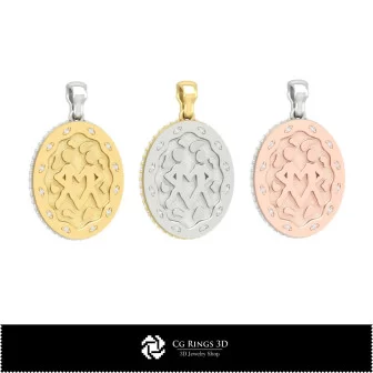 3D Women's Gemini Zodiac Pendant Home, Bijoux 3D CAO, Pendentifs 3D CAO, Pendentifs du Zodiaque 3D