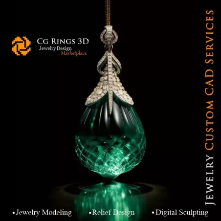 Pendant with Emerald - 3D CAD Jewelry
