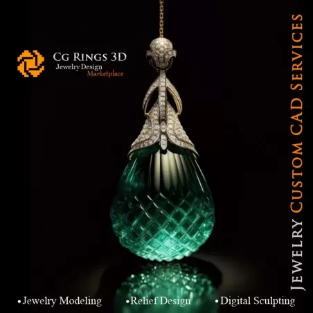 Pendant with Emerald - 3D CAD Jewelry