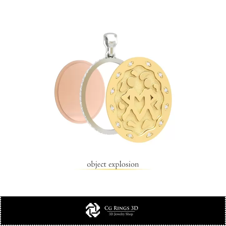 Ciondolo Zodiacale Gemelli 3D da Donna