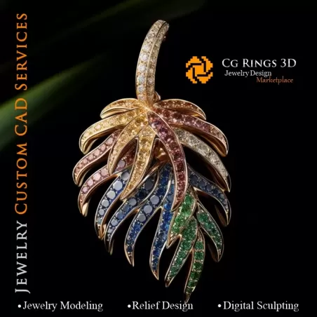 Colgante Helecho con Melodía de Colores - Joyería CAD 3D