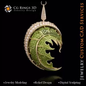Ciondolo Felce con Melodia di Colori - Gioielli CAD 3D