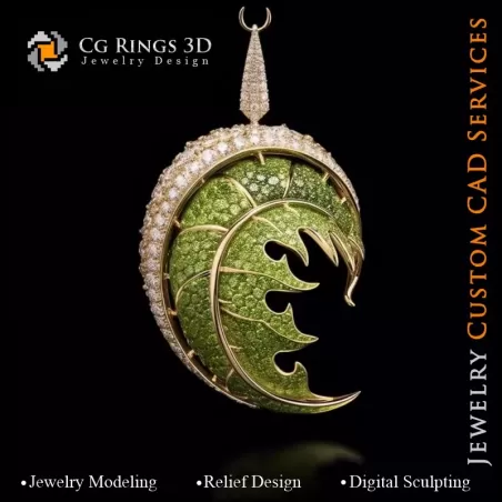 Colgante Helecho con Melodía de Colores - Joyería CAD 3D
