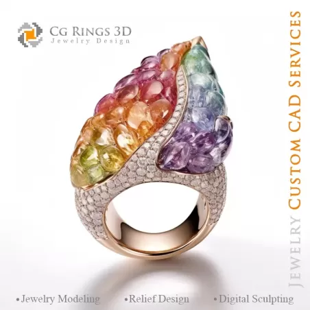 Ring with Diamonds - 3D CAD Jewelry