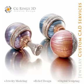 Pearls Cufflinks - 3D CAD Jewelry