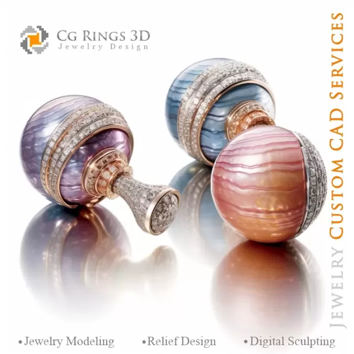 Gemelli con Perle - Gioielli 3D CAD