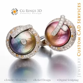 Gemelos de perlas - Joyería CAD 3D