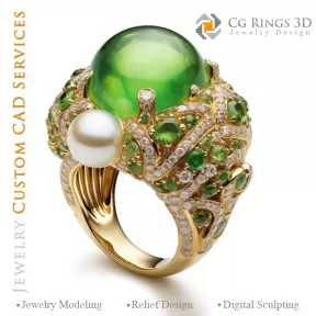 Ring with Peridot and Diamonds - 3D CAD Jewelry