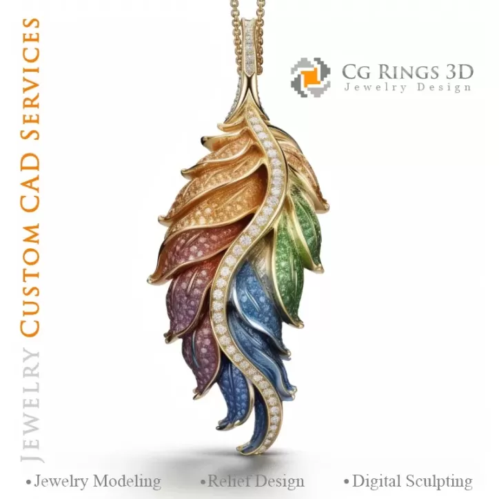 Farn-Anhänger mit Melodie der Farben - 3D CAD Schmuck Farn-Anhänger mit Melodie der Farben - 3D CAD Schmuck