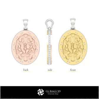 3D Women's Cancer Zodiac Pendant Home, Bijoux 3D CAO, Pendentifs 3D CAO, Pendentifs du Zodiaque 3D